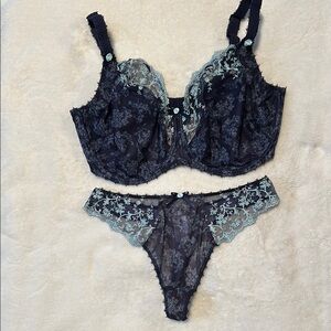 Fantasie Blue Lace Underwire Bra & Panty Set